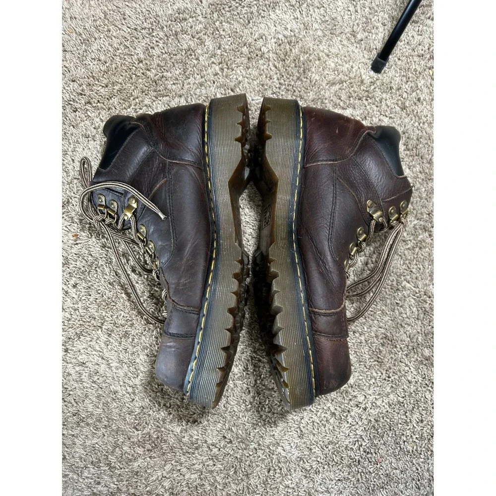 Dr Martens Mens Dark Brown Leather Hiker Boots Size 12 Lug Sole Vintage 90s Punk